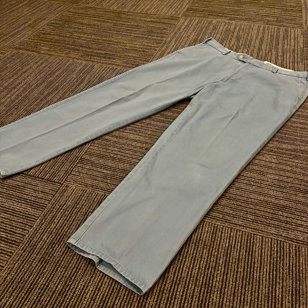 Peter Millar Mens Light Blue Chino Pants Straight Leg Flat Front Size 38